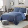 Smart Restart 2-Piece Devyn Blue Printed Quilt Set, Twin -Comforters Sales smart restart 2 piece devyn blue printed quilt set twin