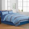 Smart Restart 6-Piece Blue Collegiate Striped Essential Comforter Set, Twin/Twin XL -Comforters Sales smart restart 6 piece blue collegiate striped essential comforter set twin twin xl