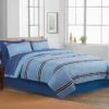 Smart Restart 8-Piece Blue Collegiate Striped Essential Comforter Set, Full/Queen -Comforters Sales smart restart 8 piece blue collegiate striped essential comforter set full queen