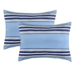 Smart Restart 8-Piece Blue Collegiate Striped Essential Comforter Set, Full/Queen -Comforters Sales smart restart 8 piece blue collegiate striped essential comforter set full queen 2