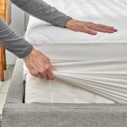 Soft Quilted Antimicrobial Waterproof Mattress Pad, Queen -Comforters Sales soft quilted antimicrobial waterproof mattress pad queen 3