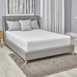 Soft Quilted Antimicrobial Waterproof Mattress Pad, Queen -Comforters Sales soft quilted antimicrobial waterproof mattress pad queen 6