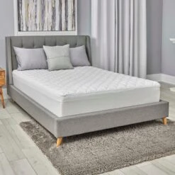 Soft Quilted Antimicrobial Waterproof Mattress Pad, Queen -Comforters Sales soft quilted antimicrobial waterproof mattress pad queen 7
