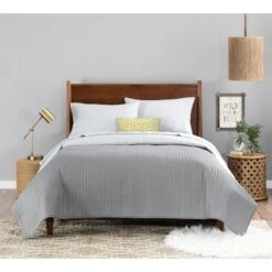 Solid Grey Quilt, Twin -Comforters Sales solid grey quilt twin 1