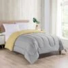 Solid Yellow & Grey Reversible Comforter, Twin -Comforters Sales solid yellow grey reversible comforter twin