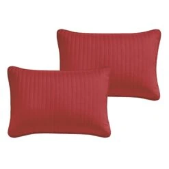 Stripe Red 3-Piece Full/Queen Quilt Set -Comforters Sales stripe red 3 piece full queen quilt set 2