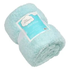 Tiny Dreamers Aqua Plush Sherpa Throw Blanket, 50x60