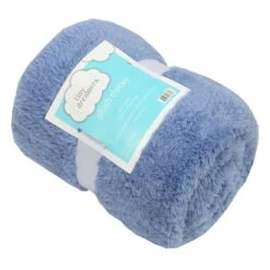 Tiny Dreamers Blue Plush Sherpa Throw Blanket, 50x60