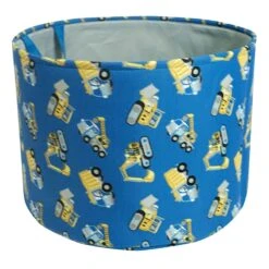 Tiny Dreamers Construction Blue Print Round Storage Bin, Large