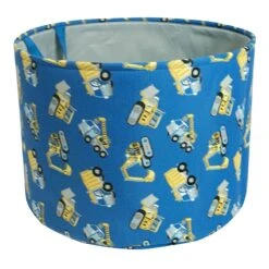 Tiny Dreamers Construction Blue Print Round Storage Bin, Medium