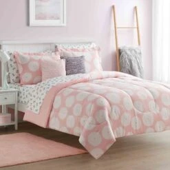 Tiny Dreamers Pink Dotted Aboriginal Comforter Set, Full/Queen