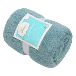 Tiny Dreamers Teal Plush Sherpa Throw Blanket, 50x60