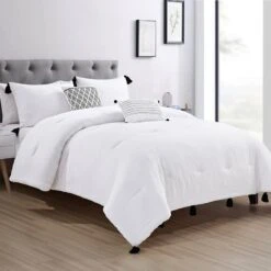 Tracey Boyd 5-Piece White Tassel Hem Comforter Set, King