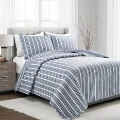 Ty Pennington 3-Piece Magnolia Striped Quilt Set, King