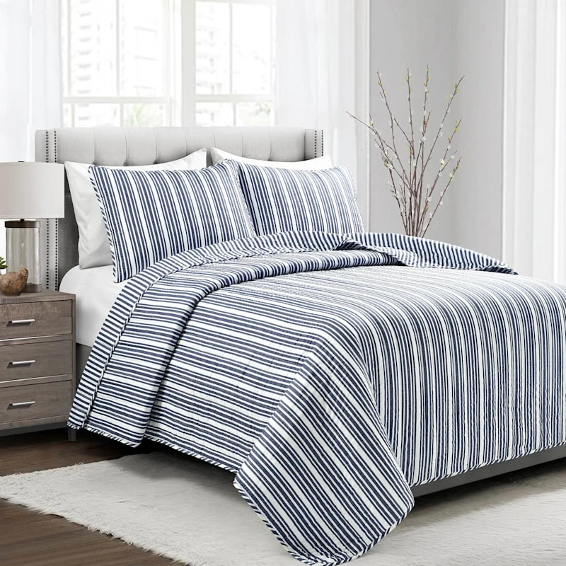Ty Pennington 3-Piece Magnolia Striped Quilt Set, King