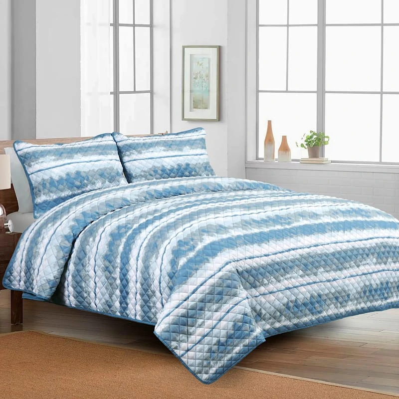 Ty Pennington 3-Piece Shibori Quilt Set, King 3 Ty Pennington 3-Piece Shibori Quilt Set, King