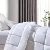 White Microfiber Box Stitch Down Alternative Comforter, Full/Queen -Comforters Sales white microfiber box stitch down alternative comforter full queen