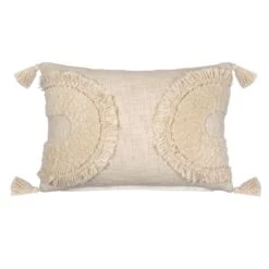 White Tufted Tassel Throw Pillow, 14x20