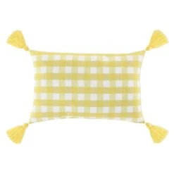 Yellow Gingham Throw Pillow